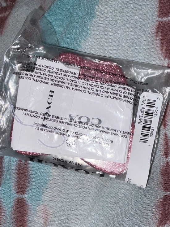 Coach Accessories - Coach Pink Glitter Card Holder with Logo Tag